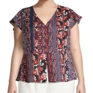 Sanctuary Over the Moon Peplum Top in Collage, Size 3X, EUC